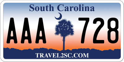 SC license plate AAA728