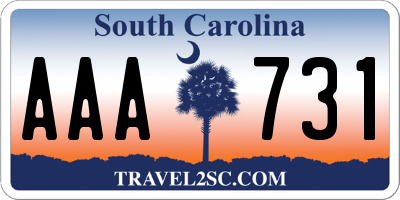SC license plate AAA731
