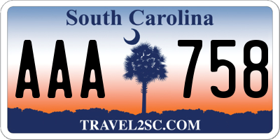 SC license plate AAA758