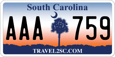 SC license plate AAA759