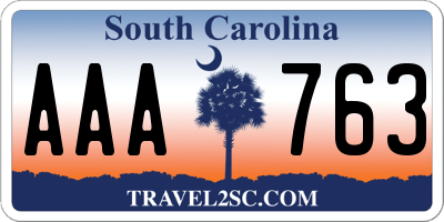SC license plate AAA763
