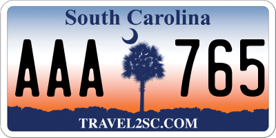 SC license plate AAA765