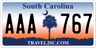 SC license plate AAA767