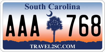 SC license plate AAA768