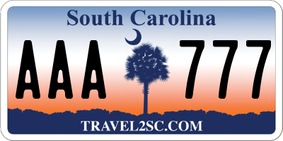SC license plate AAA777