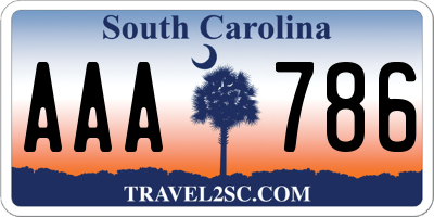 SC license plate AAA786