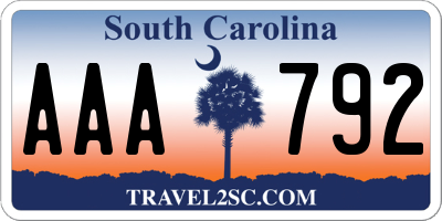 SC license plate AAA792