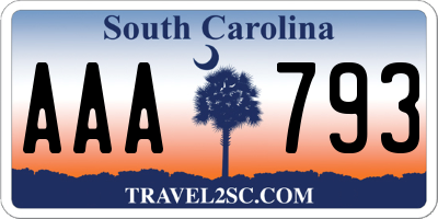 SC license plate AAA793