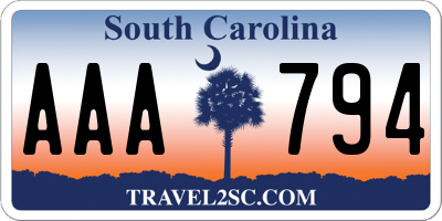 SC license plate AAA794