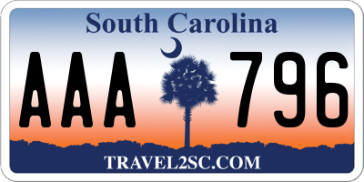 SC license plate AAA796