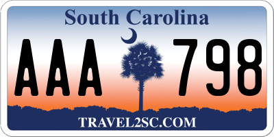 SC license plate AAA798