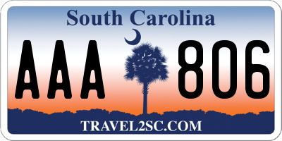 SC license plate AAA806