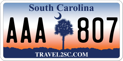 SC license plate AAA807