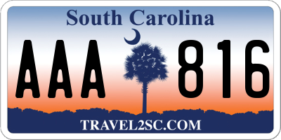 SC license plate AAA816