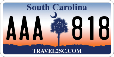 SC license plate AAA818