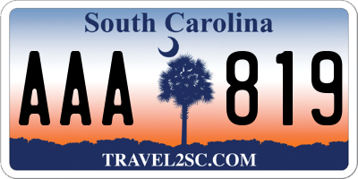 SC license plate AAA819