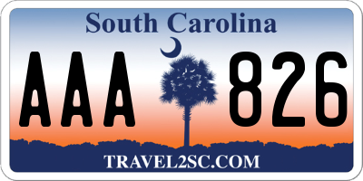 SC license plate AAA826