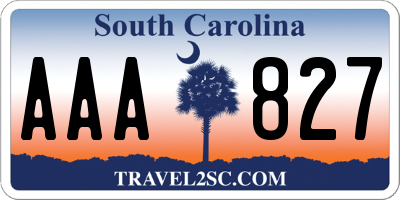 SC license plate AAA827