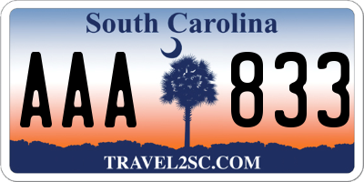 SC license plate AAA833