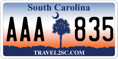 SC license plate AAA835