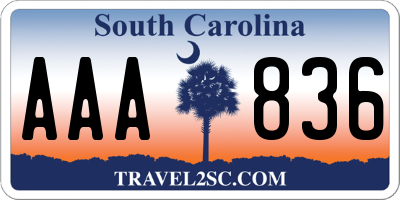 SC license plate AAA836