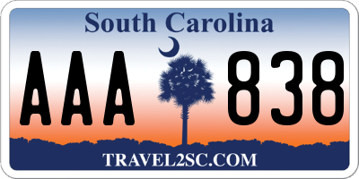 SC license plate AAA838