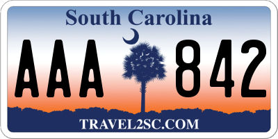 SC license plate AAA842