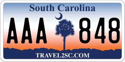 SC license plate AAA848