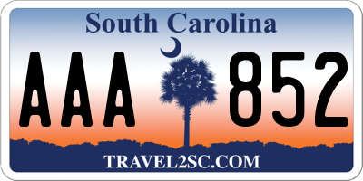 SC license plate AAA852