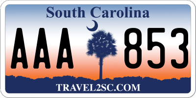 SC license plate AAA853