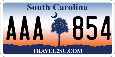 SC license plate AAA854