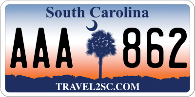 SC license plate AAA862