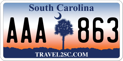 SC license plate AAA863