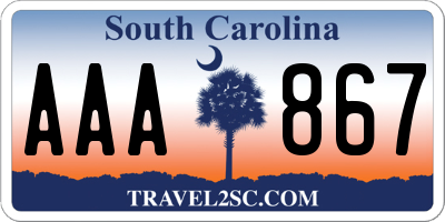 SC license plate AAA867