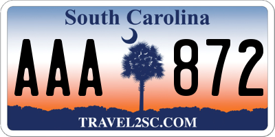 SC license plate AAA872