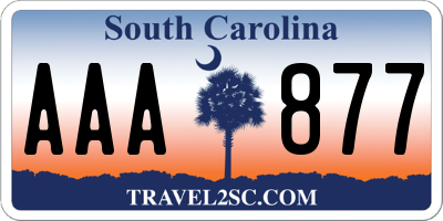 SC license plate AAA877