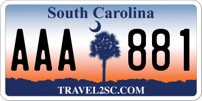 SC license plate AAA881