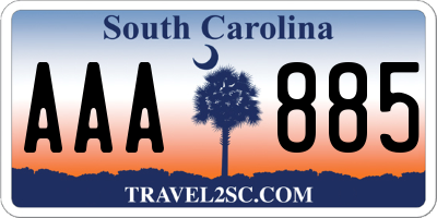 SC license plate AAA885