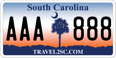SC license plate AAA888
