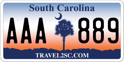 SC license plate AAA889