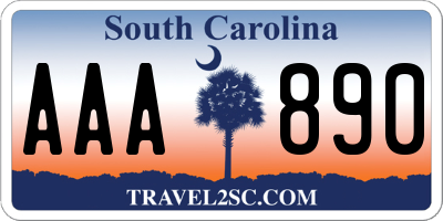 SC license plate AAA890