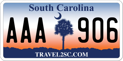 SC license plate AAA906