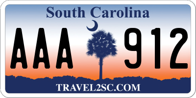 SC license plate AAA912