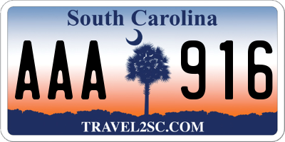 SC license plate AAA916