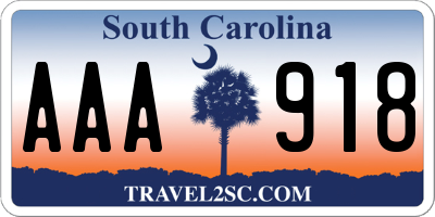 SC license plate AAA918