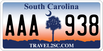 SC license plate AAA938