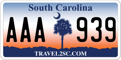 SC license plate AAA939