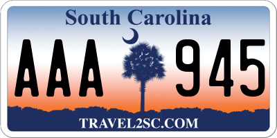 SC license plate AAA945