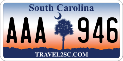 SC license plate AAA946