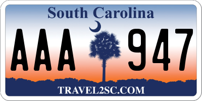 SC license plate AAA947